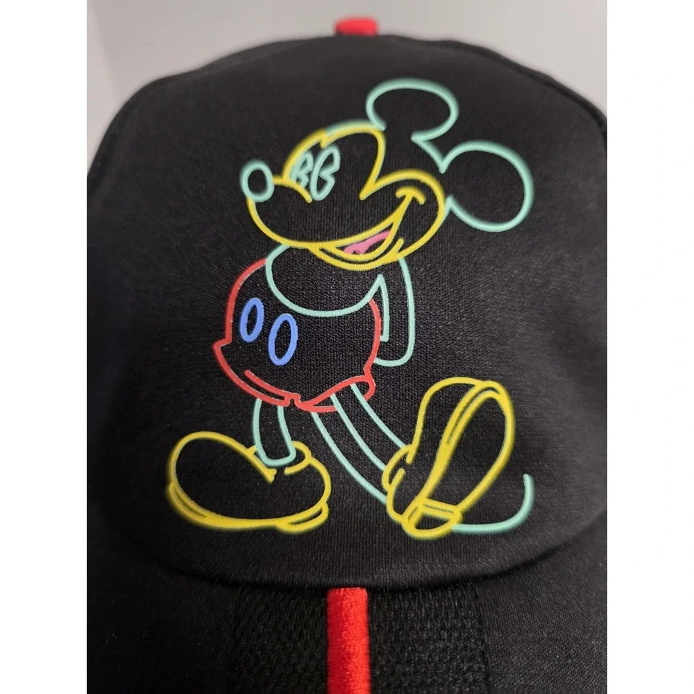 Disney Parks Hat Cap Snap Back Adult Black Mickey Mouse‎ Neon Outline Baseball